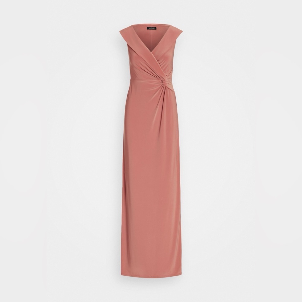 NWT Lauren Ralph Lauren salmon evening gown with wrap detailing size 8 - Picture 4 of 13